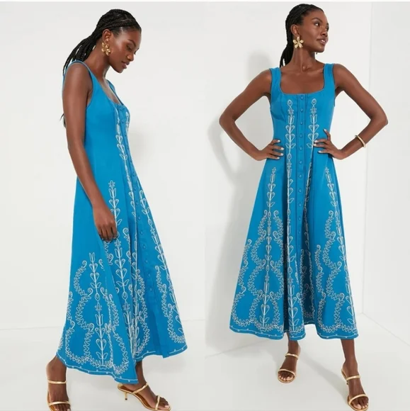 knee length dresses for ladies DONOVAN TIE DRESS BLUE GINGHAM main image 0